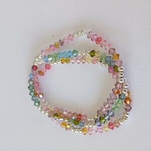 Multicolor Crystal Beaded Bracelet Set Of 3
